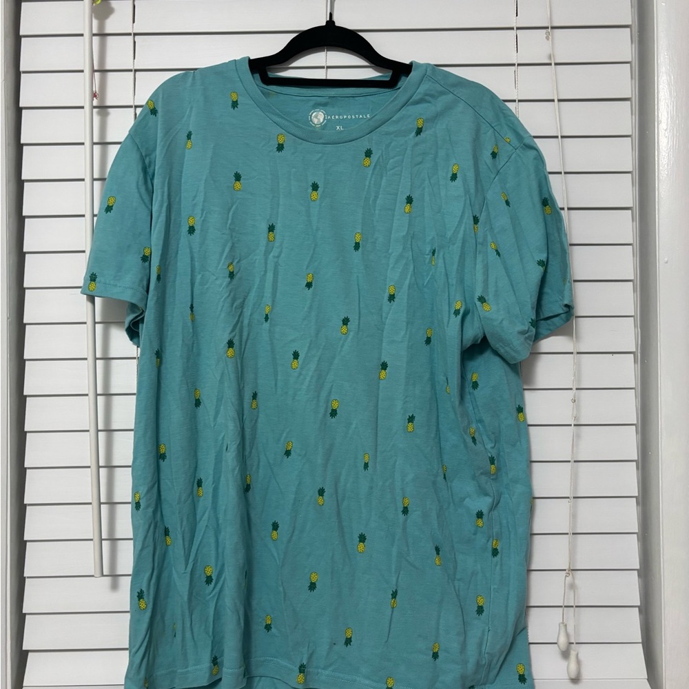 Aeropostale Teal Pineapple Pattern Tee